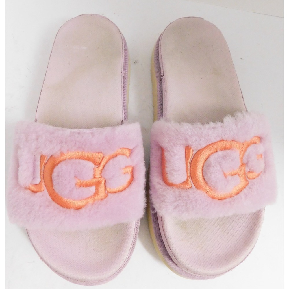 UGG Laton Purple Fur Slide Slipper Shoe 1111236 sz 7